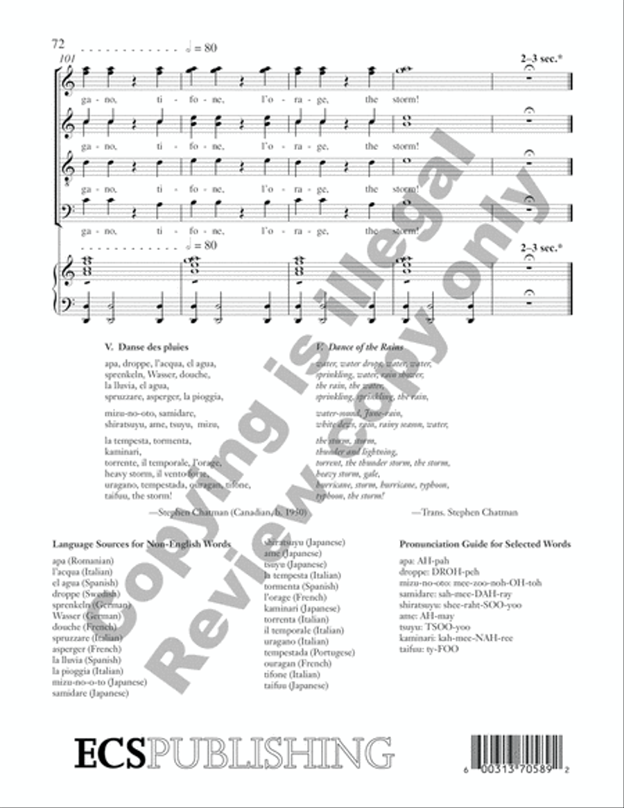 Earth Songs: 5. Danse des Pluies Divisi scores gallery preview page 14