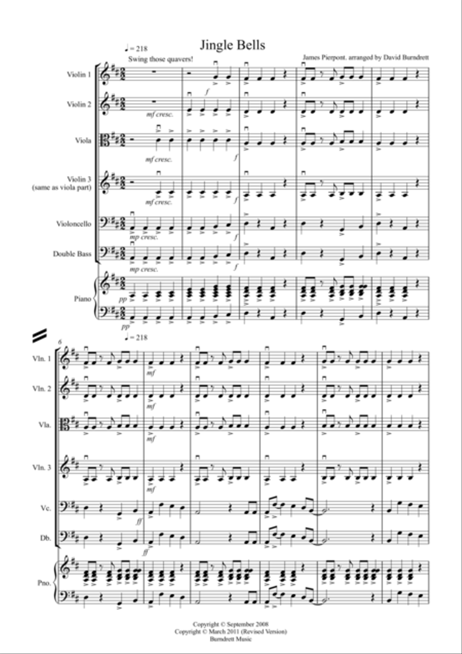Jingle Bells (jazzy style!) for String Orchestra String Orchestra scores gallery preview page 1