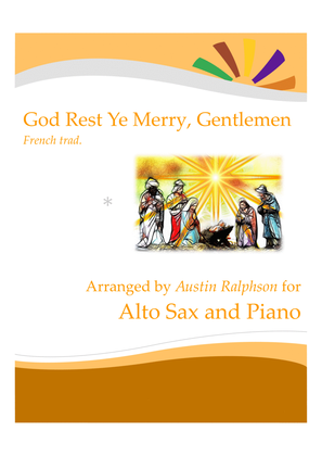 Book cover for God Rest Ye Merry Gentlemen for alto sax solo - with FREE BACKING TRACK and piano play along