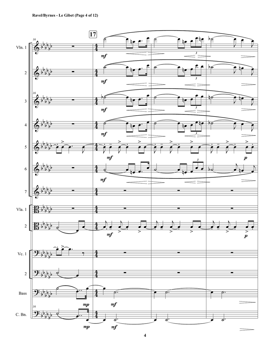 Le Gibet (Gaspard de la Nuit) for String Orchestra & Contrabassoon String Orchestra scores gallery preview page 4