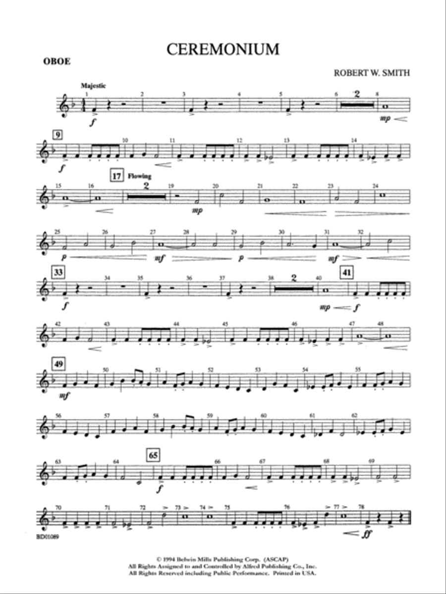 Ceremonium: Oboe Ceremonium: Oboe Concert Band scores gallery preview page 1