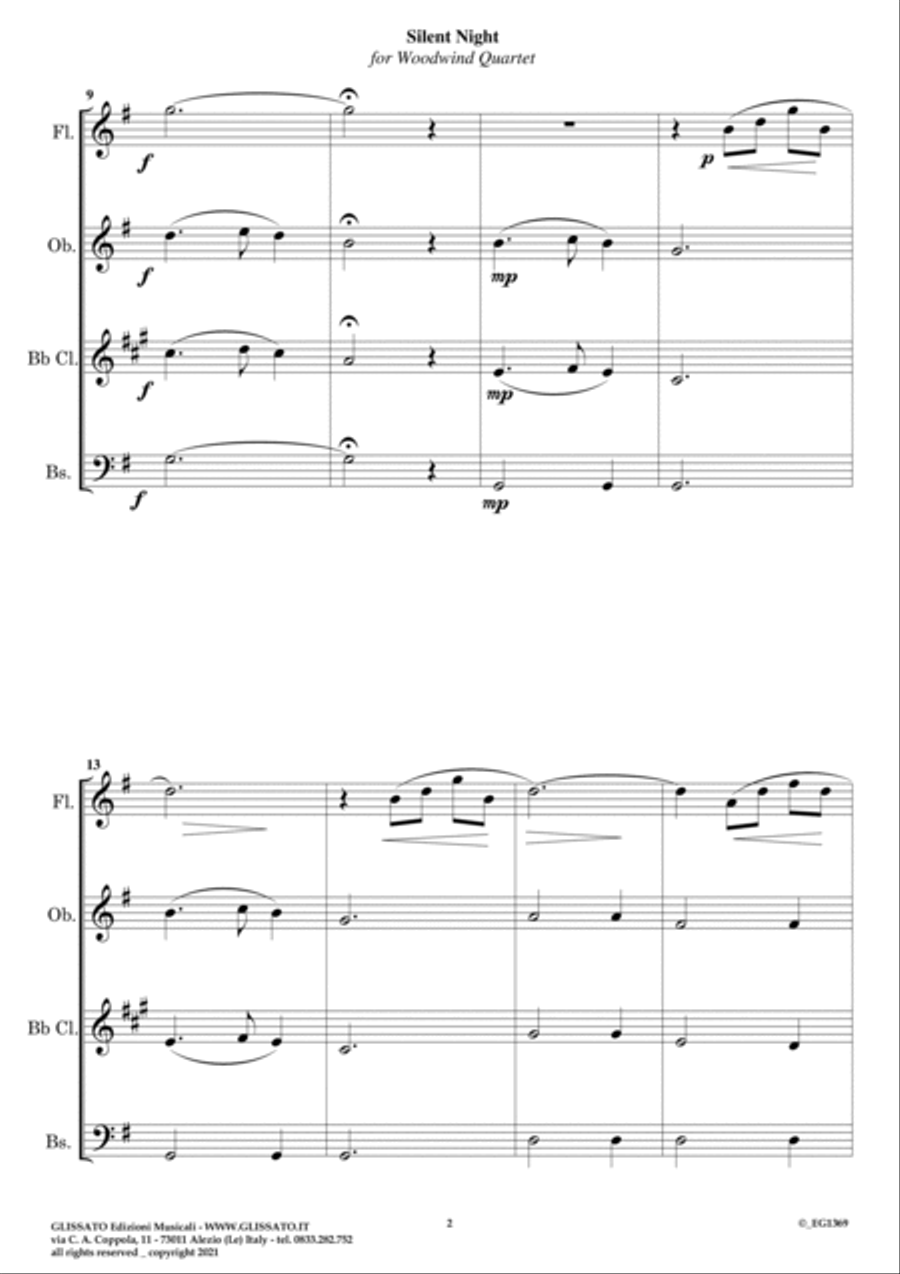 Silent Night - Woodwind Quartet (score & parts) image number null