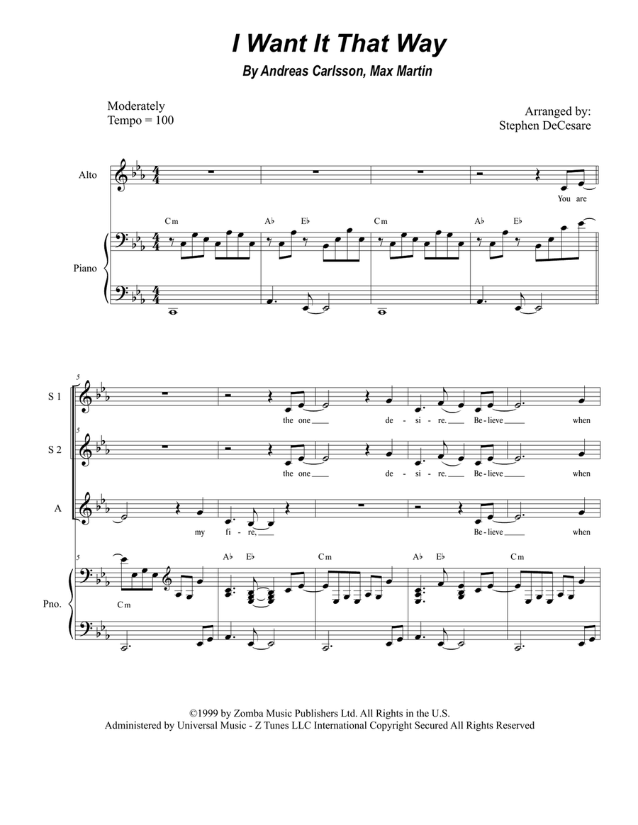 I Want It That Way I Want It That Way SSA scores gallery preview page 1