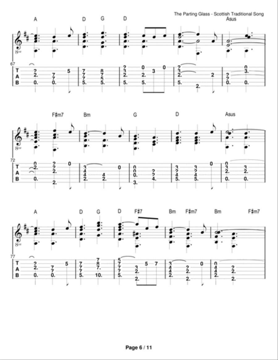The Parting Glass Guitar Solo scores gallery preview page 6