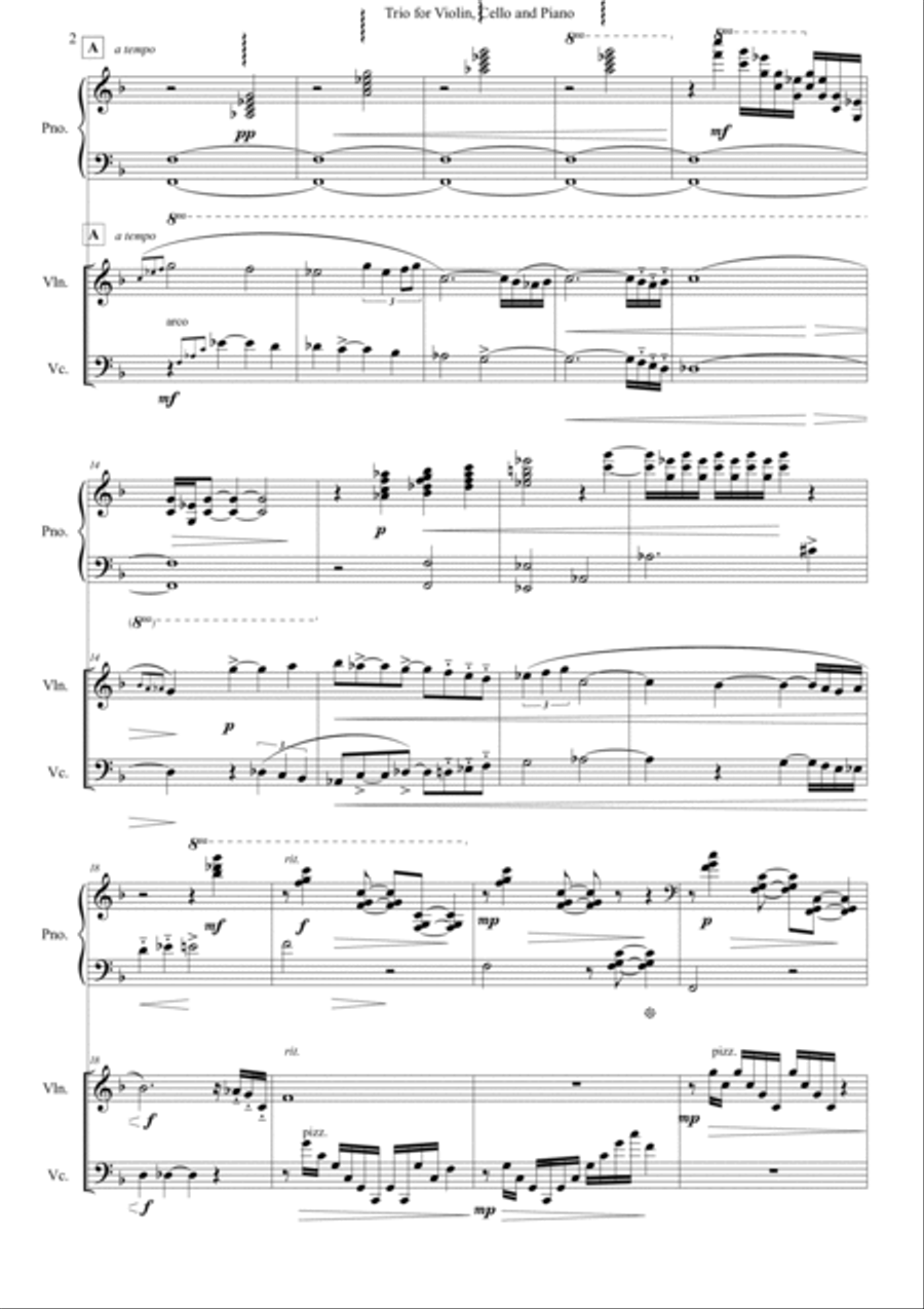 Trio for Piano, Violin and Cello String Orchestra scores gallery preview page 2