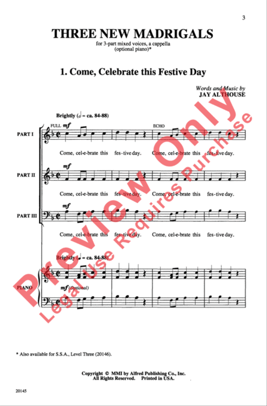 Three New Madrigals Three New Madrigals 3-Part scores gallery preview page 3
