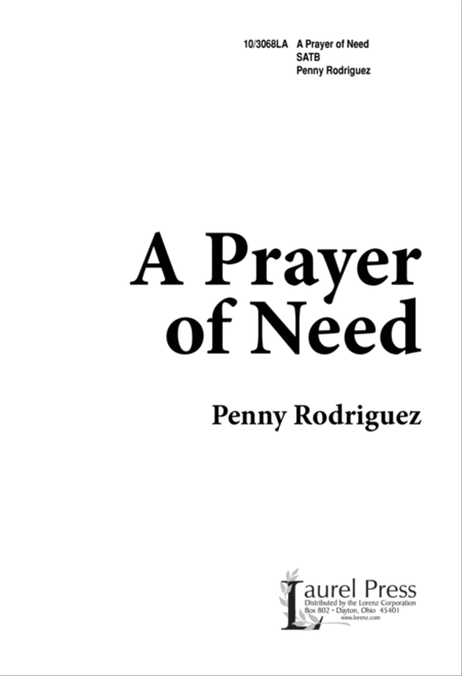 A Prayer of Need A Prayer of Need 4-Part scores gallery preview page 1