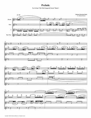 Prelude 16 from Well-Tempered Clavier, Book 1 (Flute Quartet)