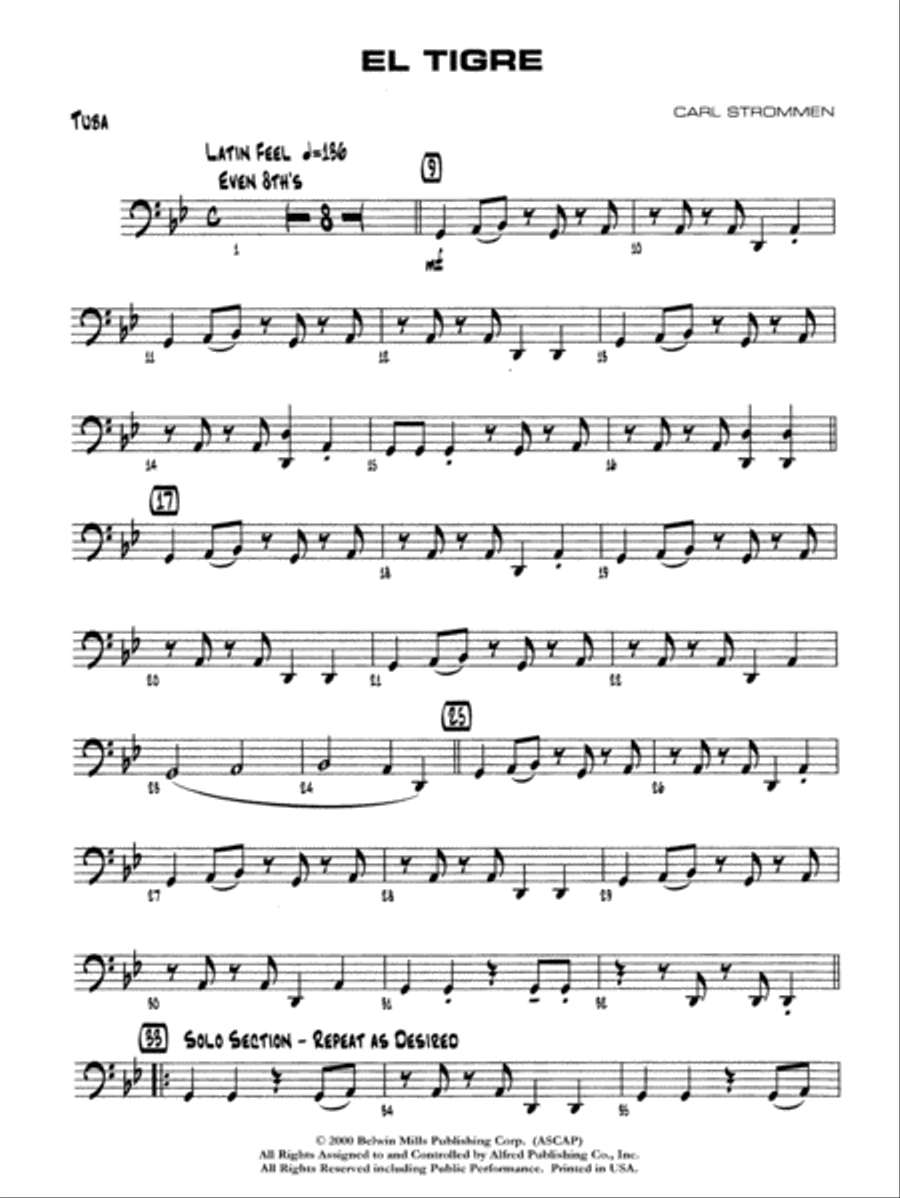 El Tigre: Tuba El Tigre: Tuba Jazz Ensemble scores gallery preview page 1