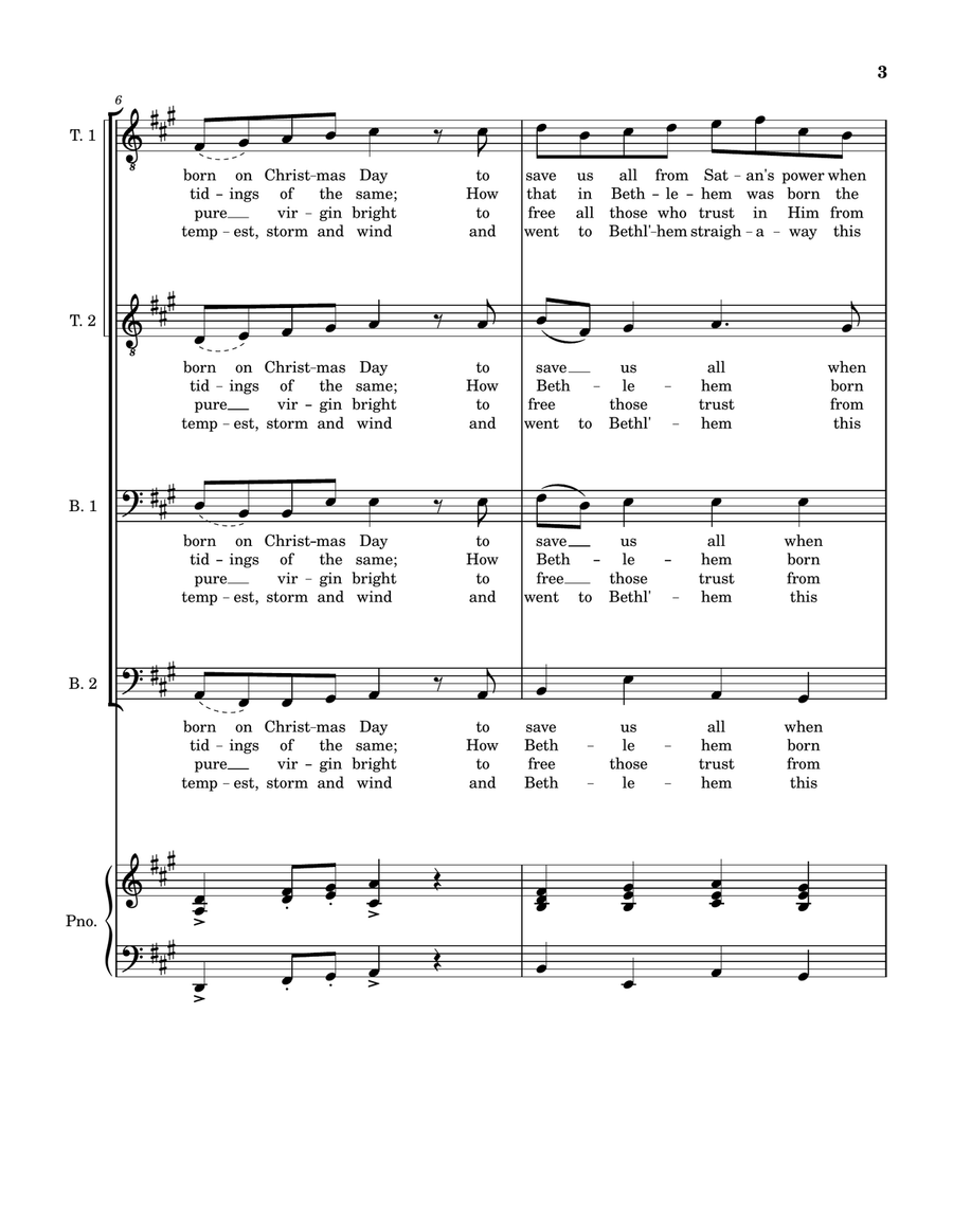 Five Christmas Songs - TTBB Choir with optional Piano accompaniment TTBB scores gallery preview page 5
