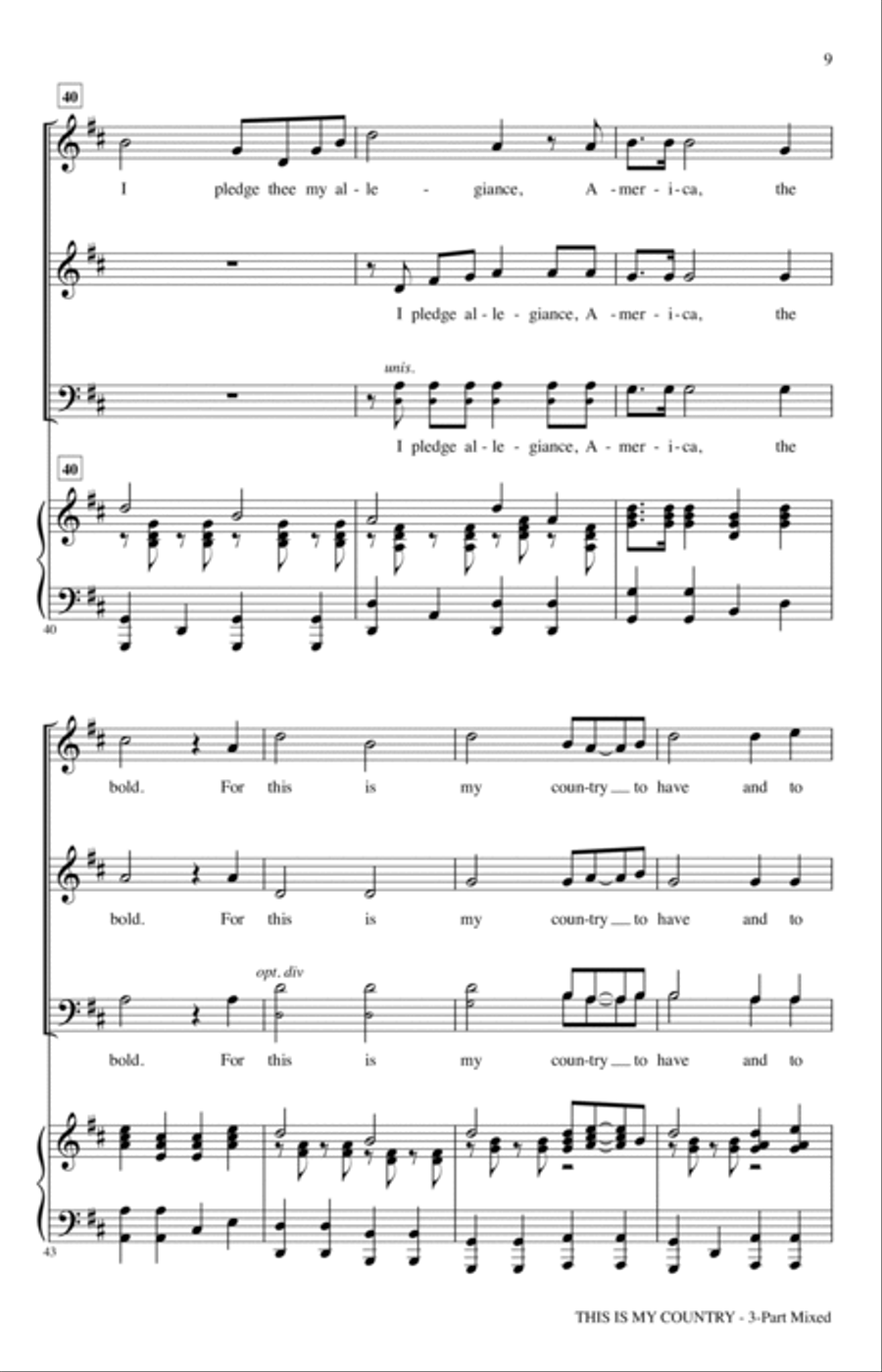 This Is My Country (arr. Cristi Cary Miller) 3-Part scores gallery preview page 7