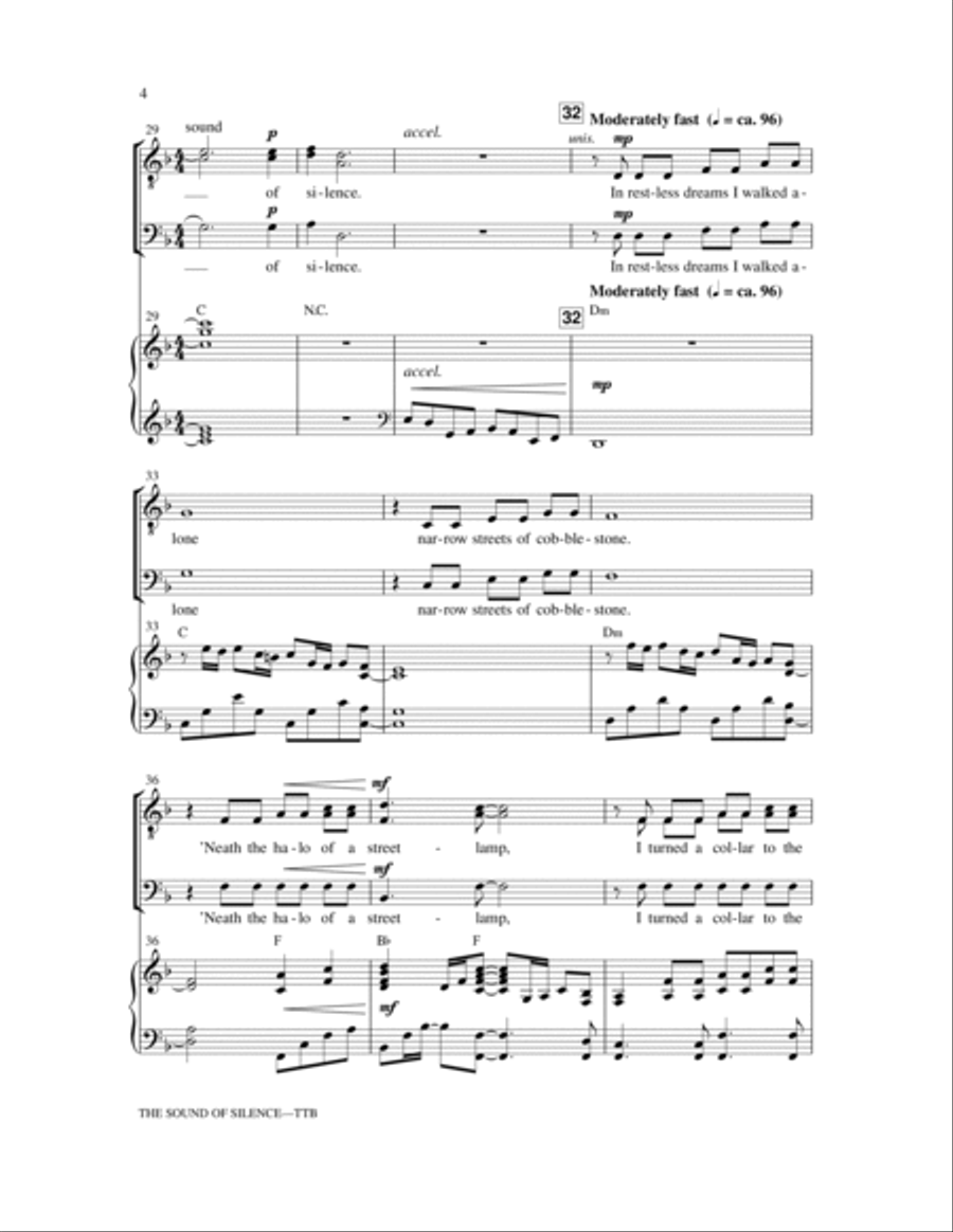 The Sound Of Silence (arr. Mark Hayes) TTBB scores gallery preview page 4