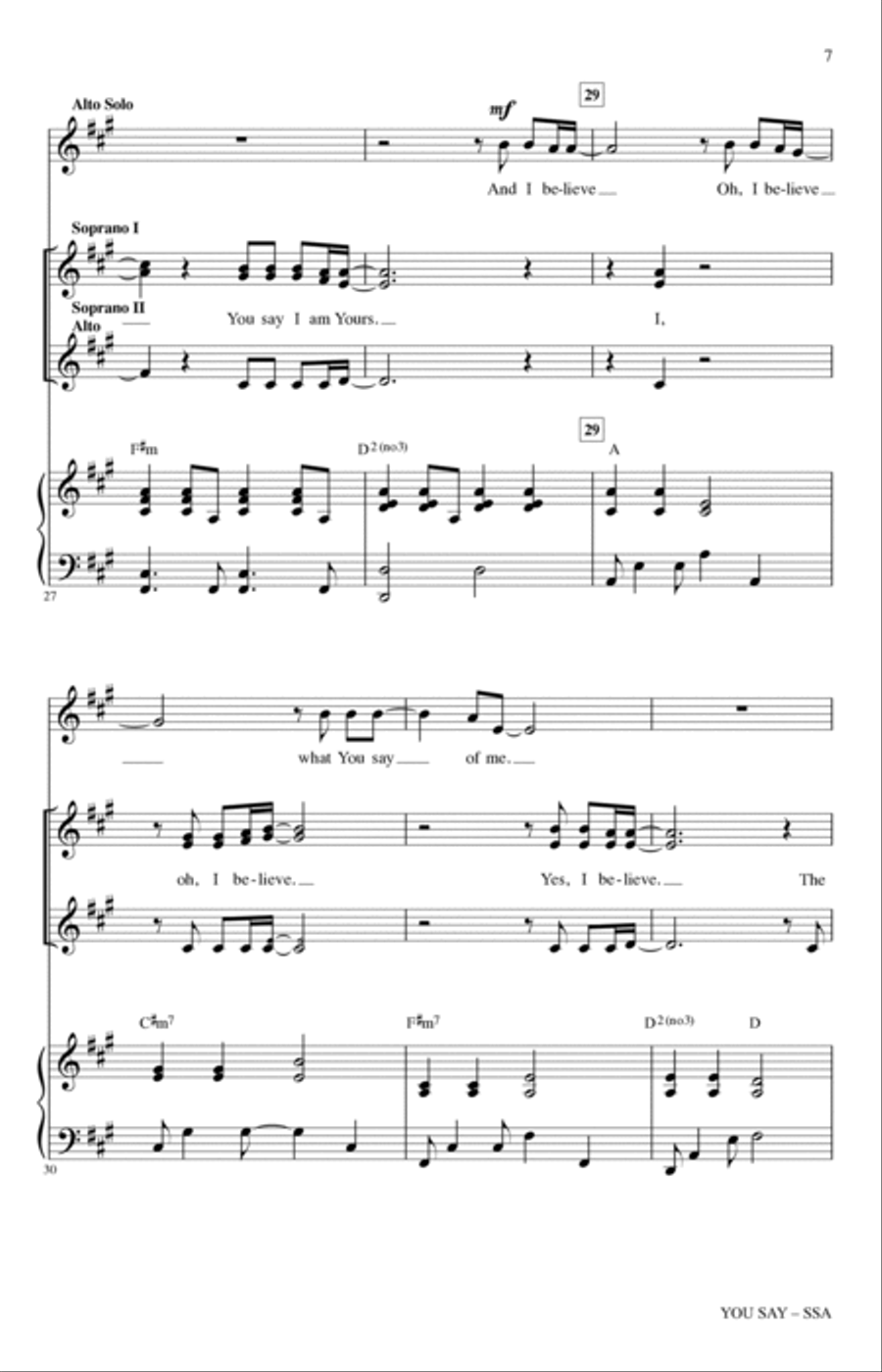 You Say (arr. Heather Sorenson) SSA scores gallery preview page 6