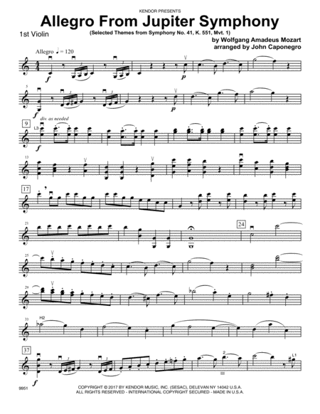 Allegro From Jupiter Symphony - 1st Violin