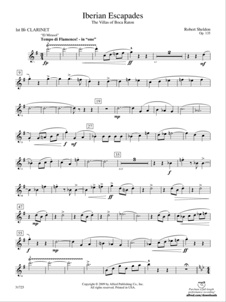 Iberian Escapades: 1st B-flat Clarinet Concert Band scores gallery preview page 1