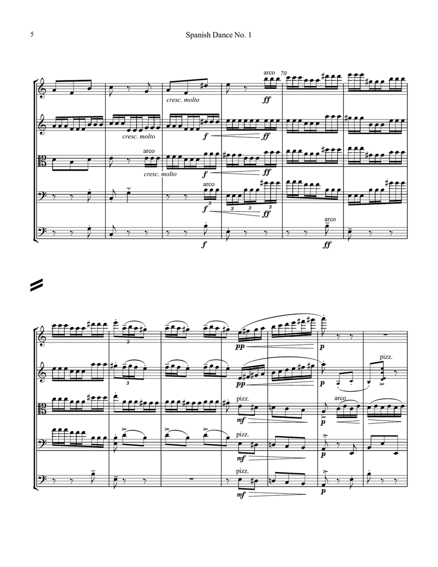 Spanish Dance No. 1, Danza from La vida breve for string orchestra (string quintet) String Orchestra scores gallery preview page 6