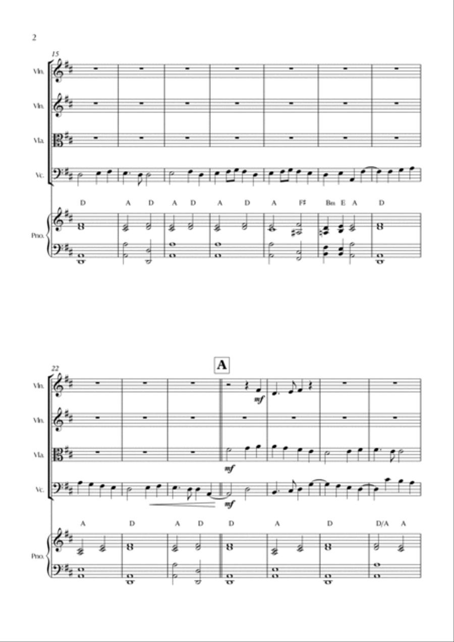 Ode To Joy (from Symphony No. 9) (String Quartet with Piano) - Score and parts Cello scores gallery preview page 3