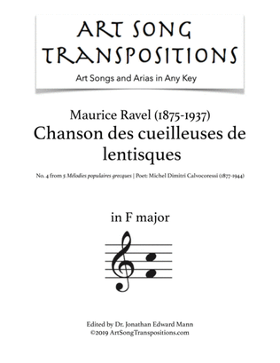 RAVEL: Chanson des cueilleuses de lentisques (transposed to F major)