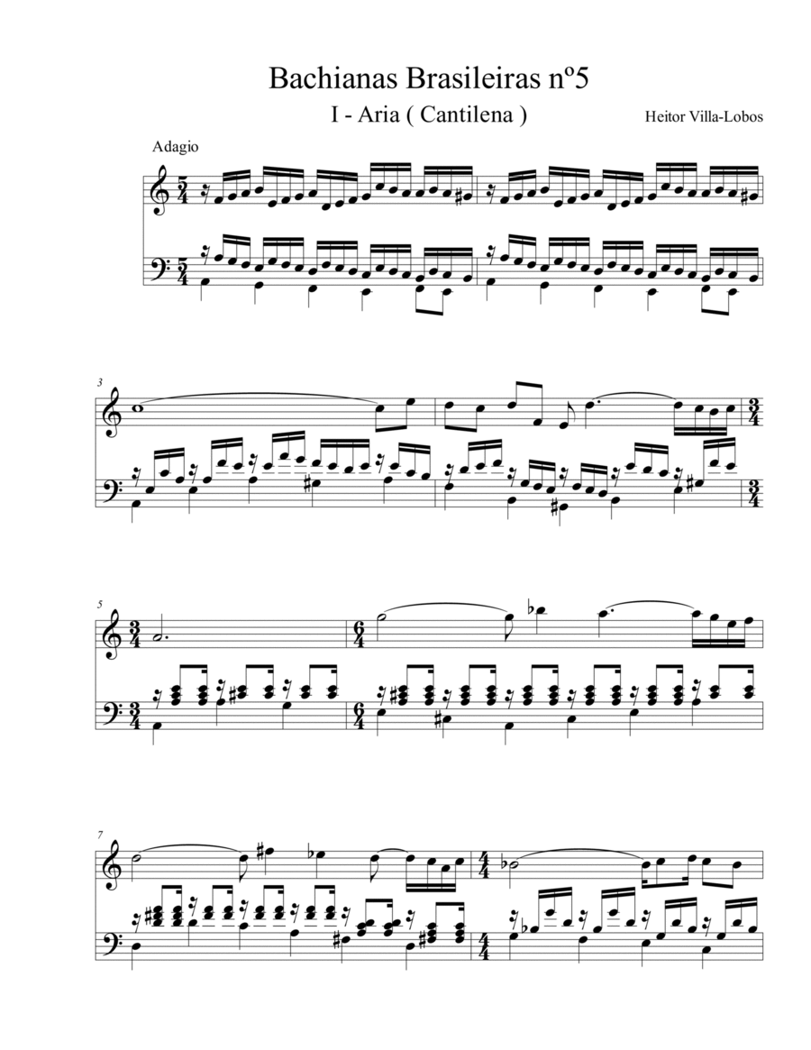 Bachiannas Brasileiras nº5 Piano Solo scores gallery preview page 1