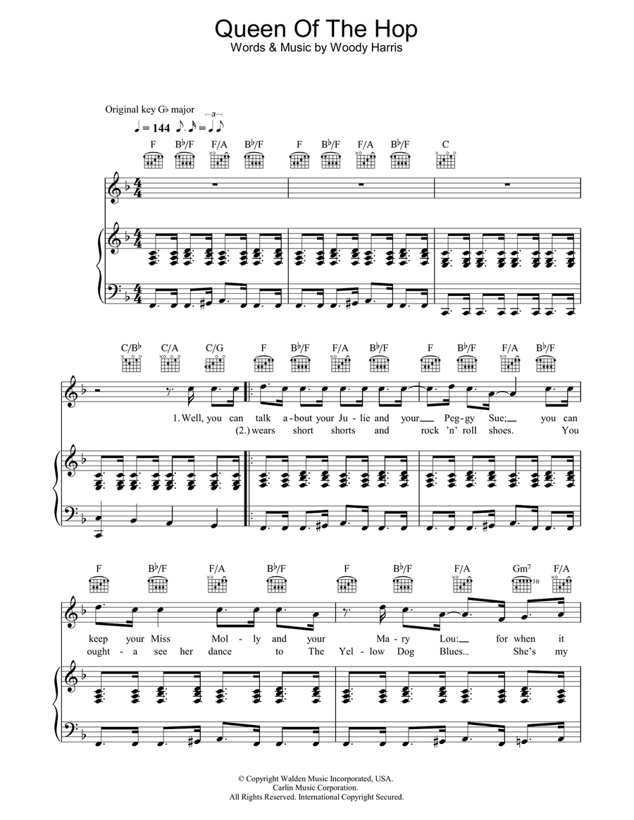 Queen Of The Hop Queen Of The Hop Piano, Vocal, Guitar scores gallery preview page 1