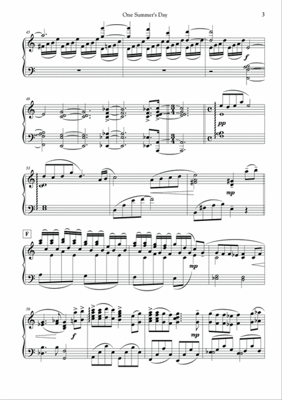 One Summer's Day Piano Solo scores gallery preview page 3