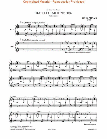 Hallelujah Junction by John Adams Piano Solo - Sheet Music