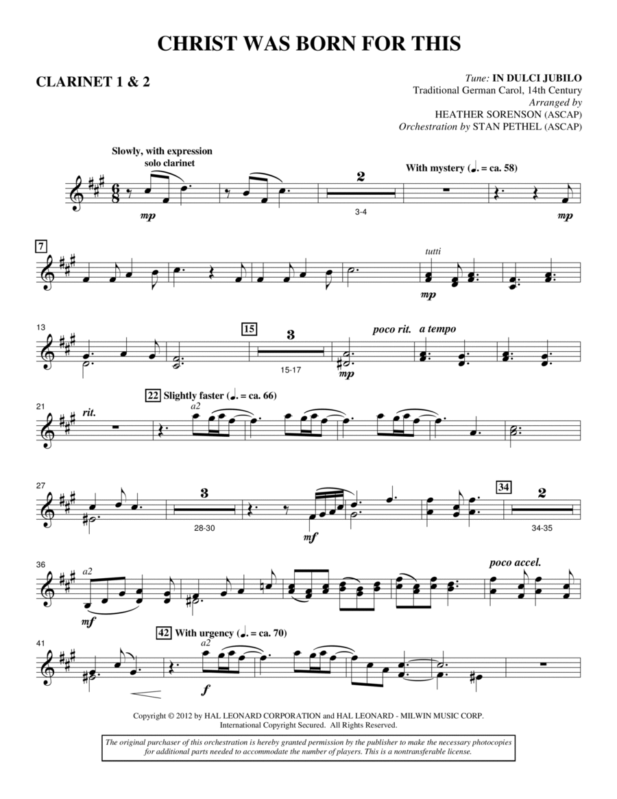 Christ Was Born For This - Bb Clarinet 1,2 Choir scores gallery preview page 1