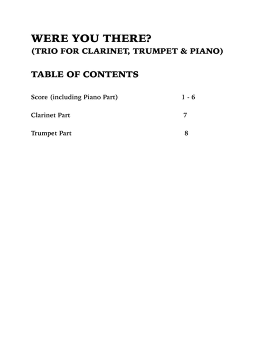 Were You There (Trio for Clarinet, Trumpet and Piano) image number null