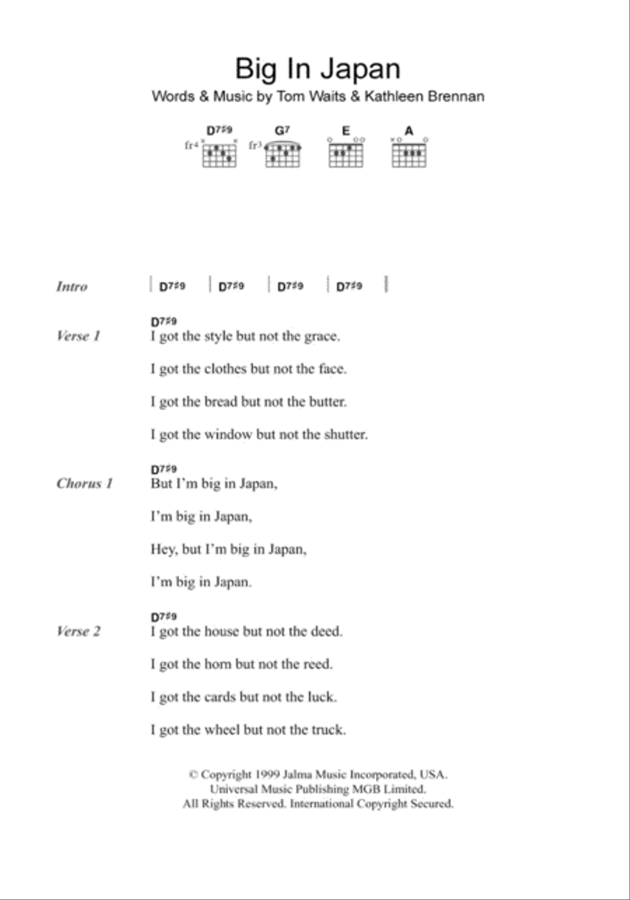 Big In Japan Guitar scores gallery preview page 1
