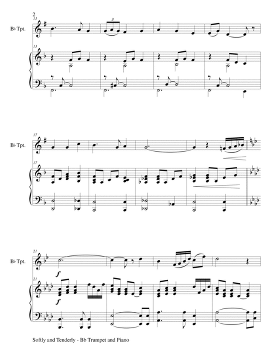 SOFTLY AND TENDERLY (Duet – Bb Trumpet and Piano/Score and Parts) image number null