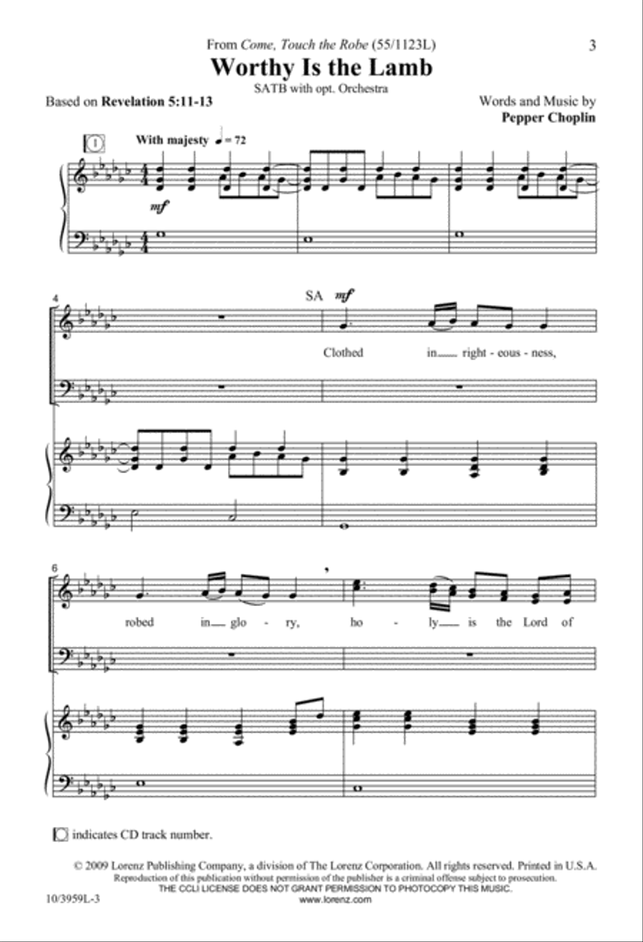 Worthy Is the Lamb 4-Part scores gallery preview page 2