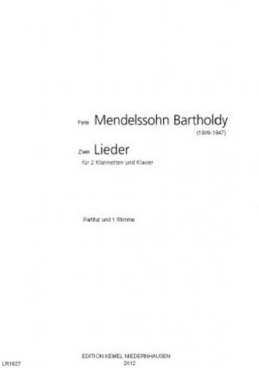 Zwei Lieder Clarinet Duet scores gallery preview page 1