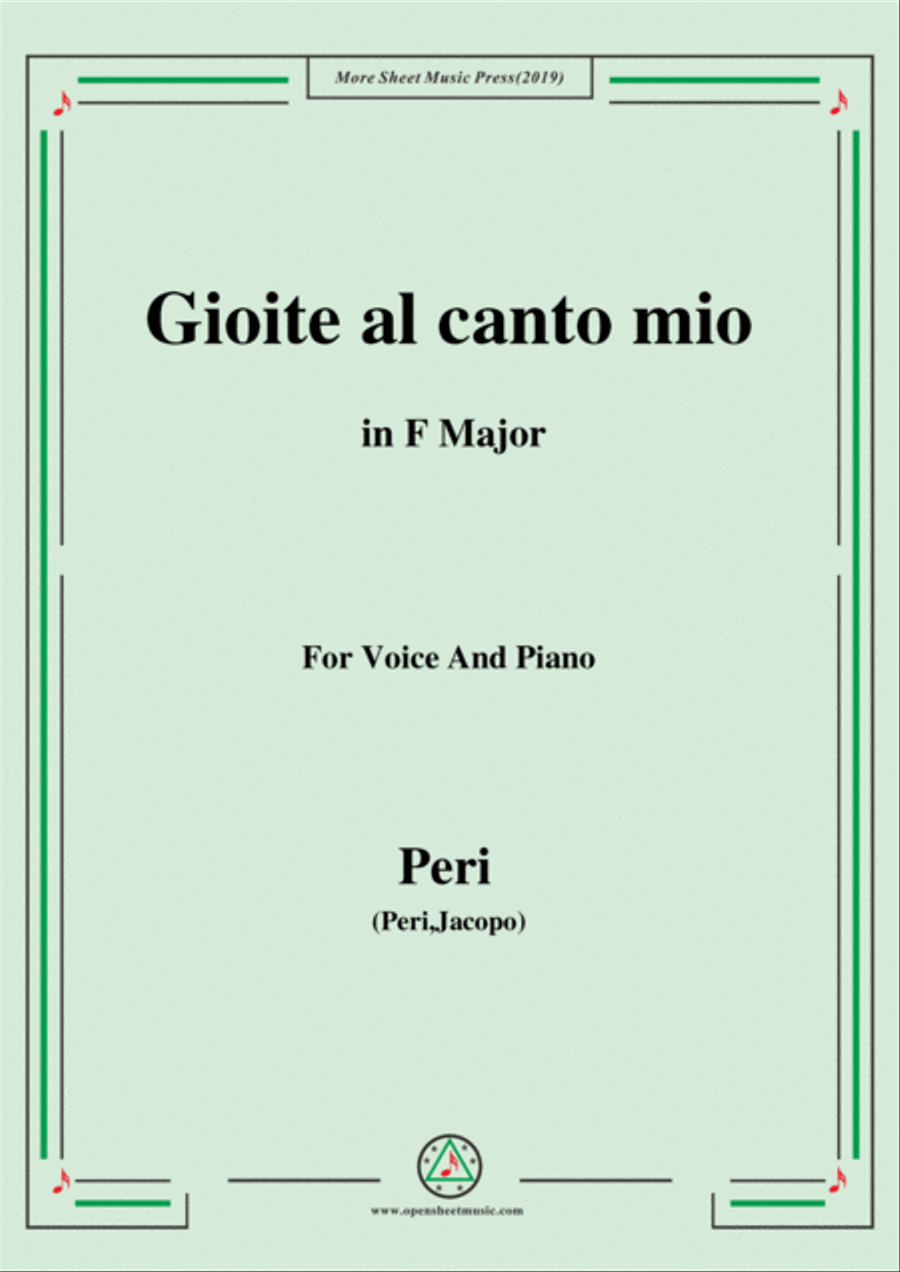 Peri-Gioite al canto mio in F Major,ver.1,from 'Euridice',for Voice and Piano Voice Solo scores gallery preview page 1