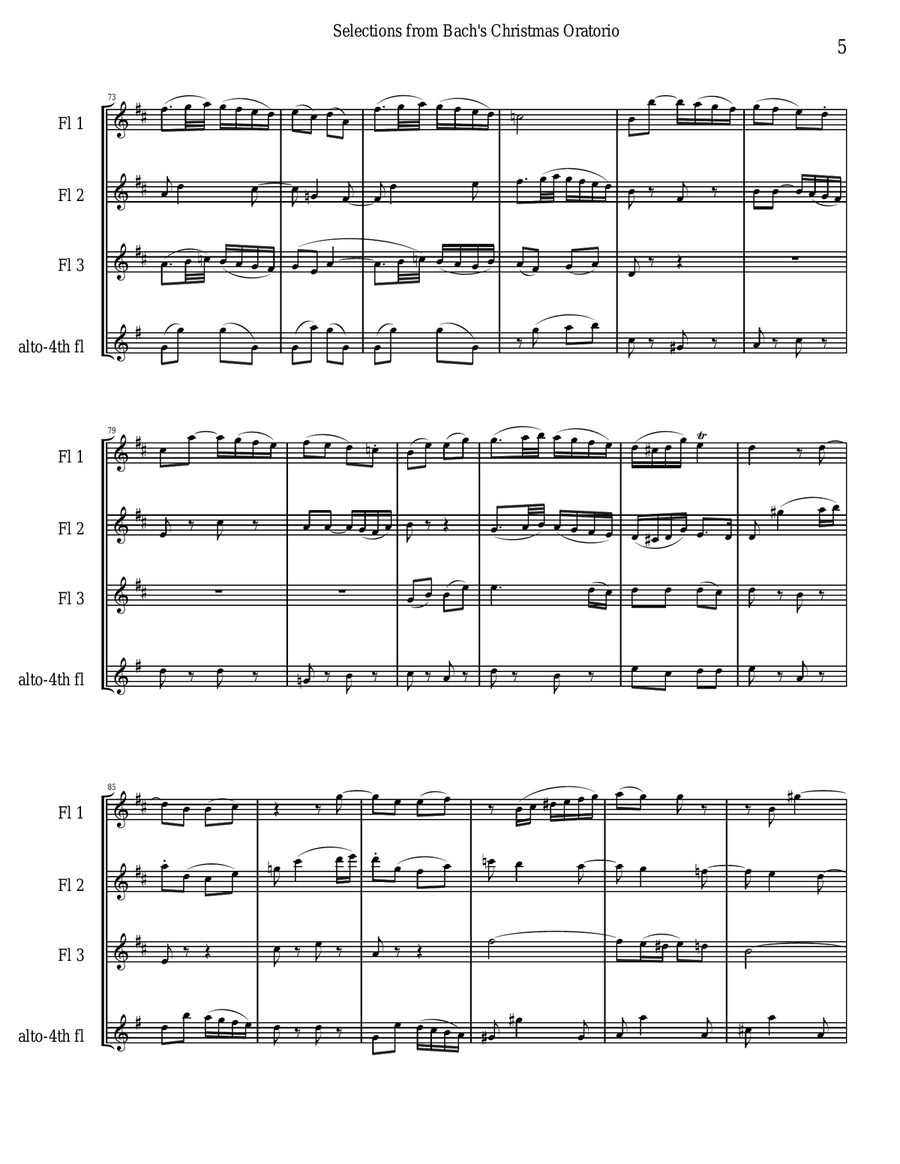 Bach's Christmas Oratorio Selections for Flute Quartet Flute Quartet scores gallery preview page 5