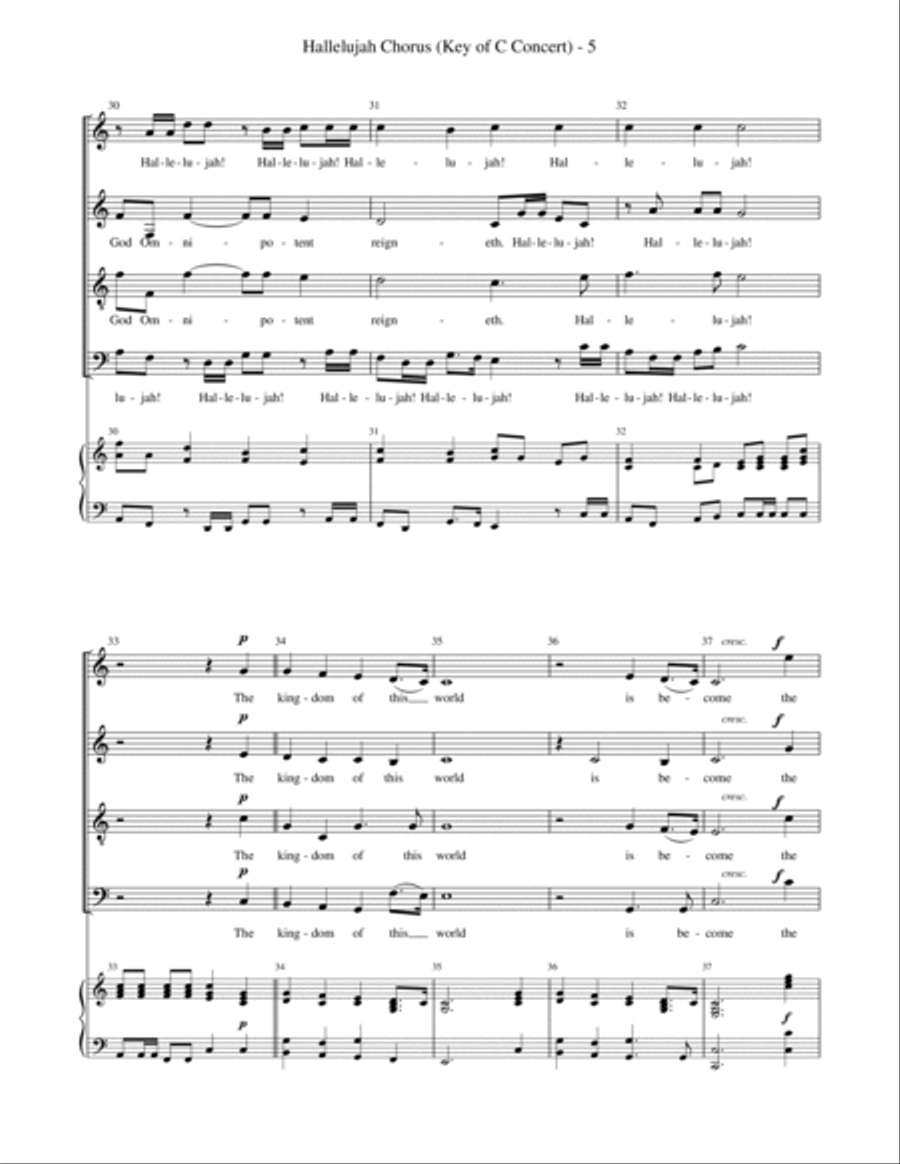Hallelujah Chorus (SATB, key of C) 4-Part scores gallery preview page 6