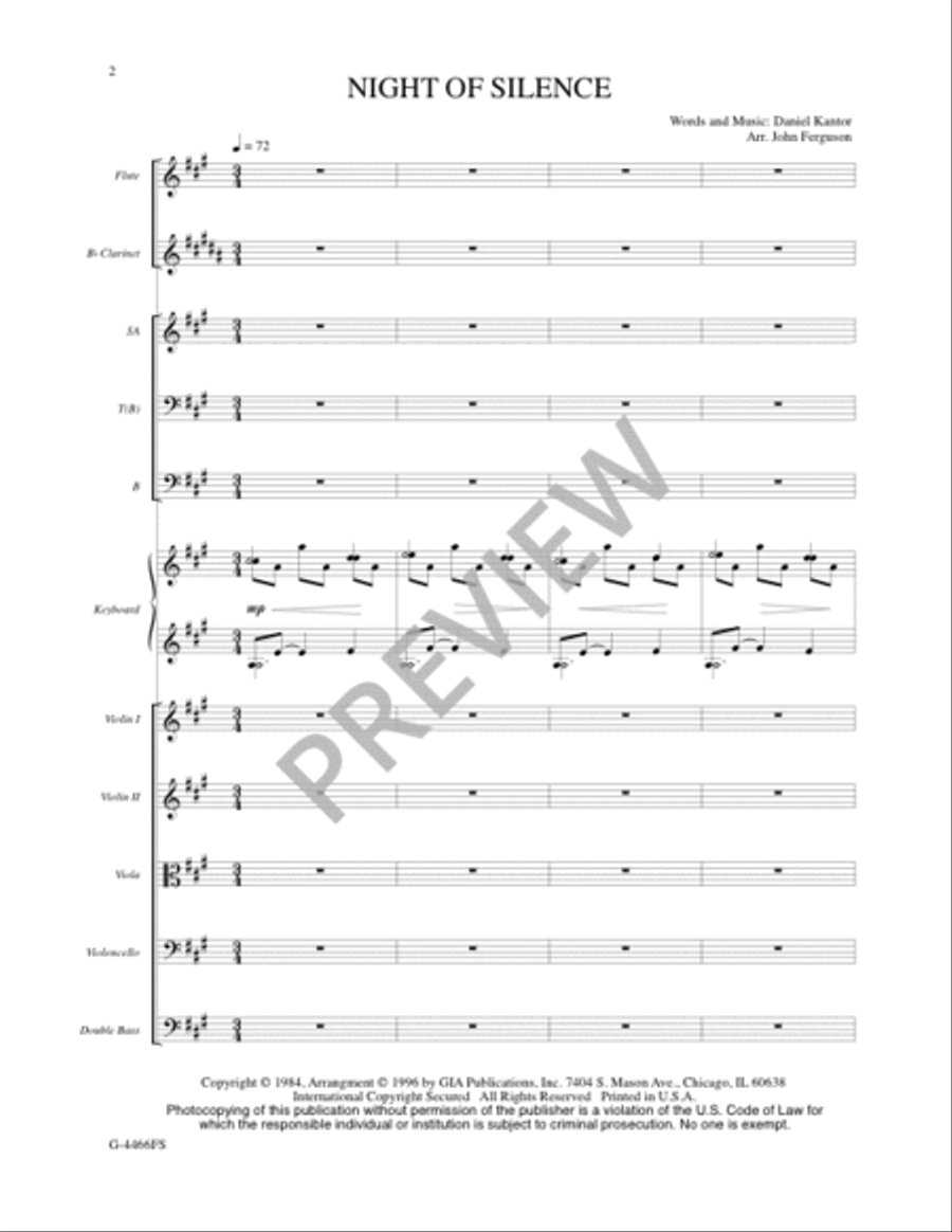 Night of Silence - Full Score and Parts Clarinet scores gallery preview page 3