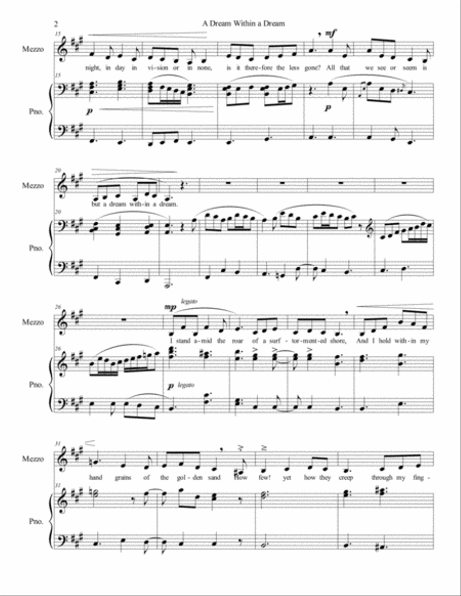 A Dream Within a Dream Piano scores gallery preview page 2