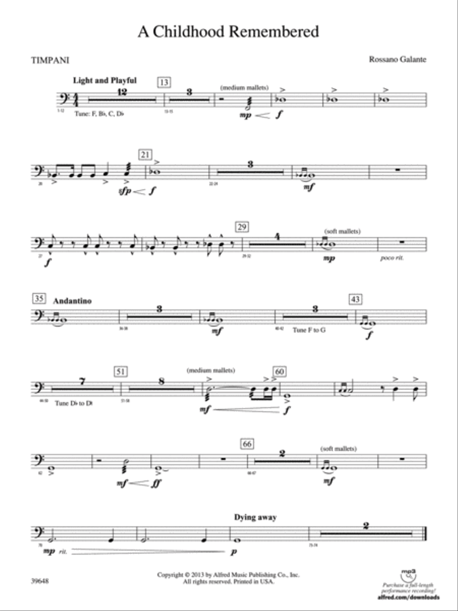 A Childhood Remembered: Timpani Concert Band scores gallery preview page 1