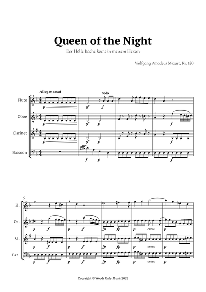 Queen of the Night Aria by Mozart for Woodwind Quartet image number null
