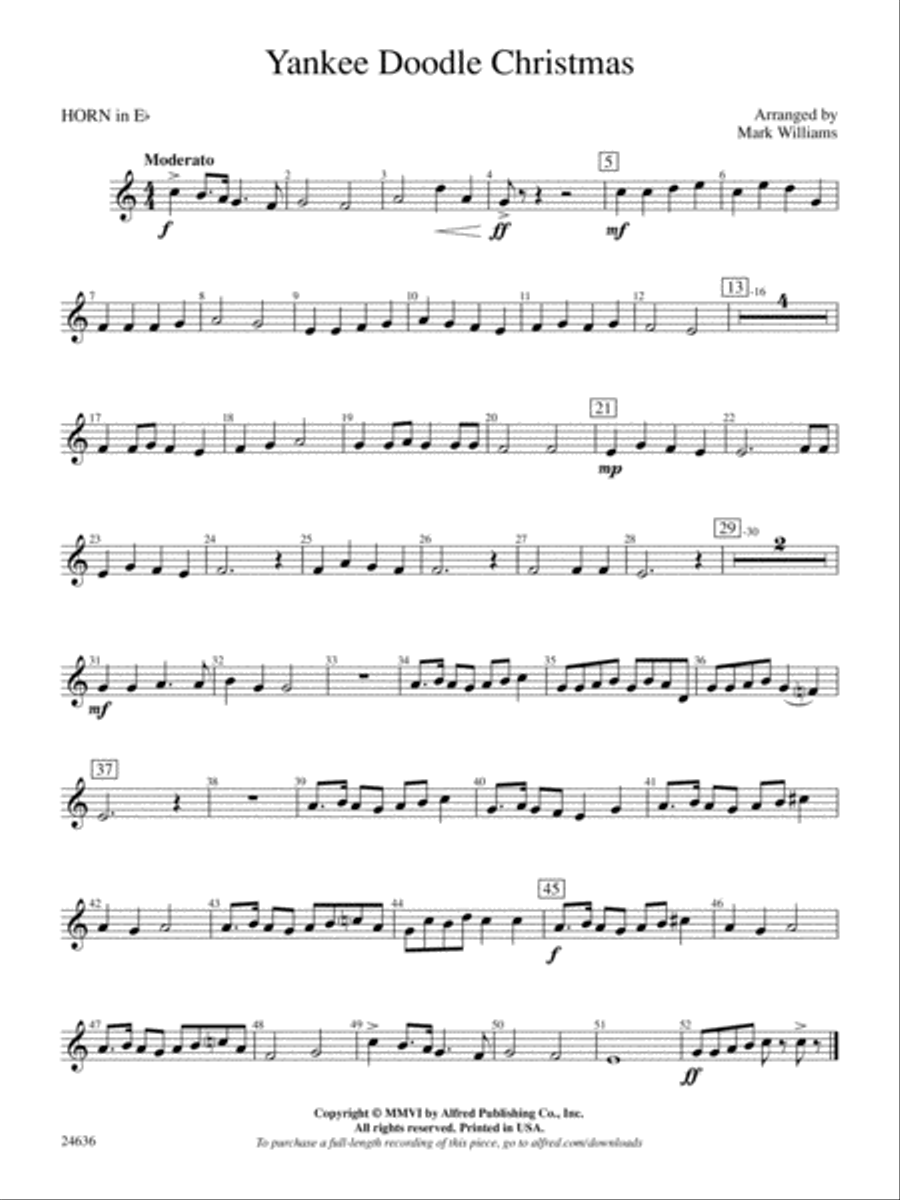 Yankee Doodle Christmas: (World Part) 1st Horn in E-flat Concert Band scores gallery preview page 1