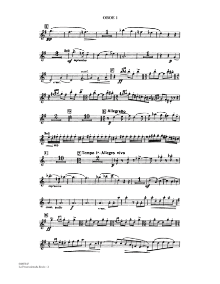 La Procession du Rocio (arr. Alfred Reed) - Oboe 1