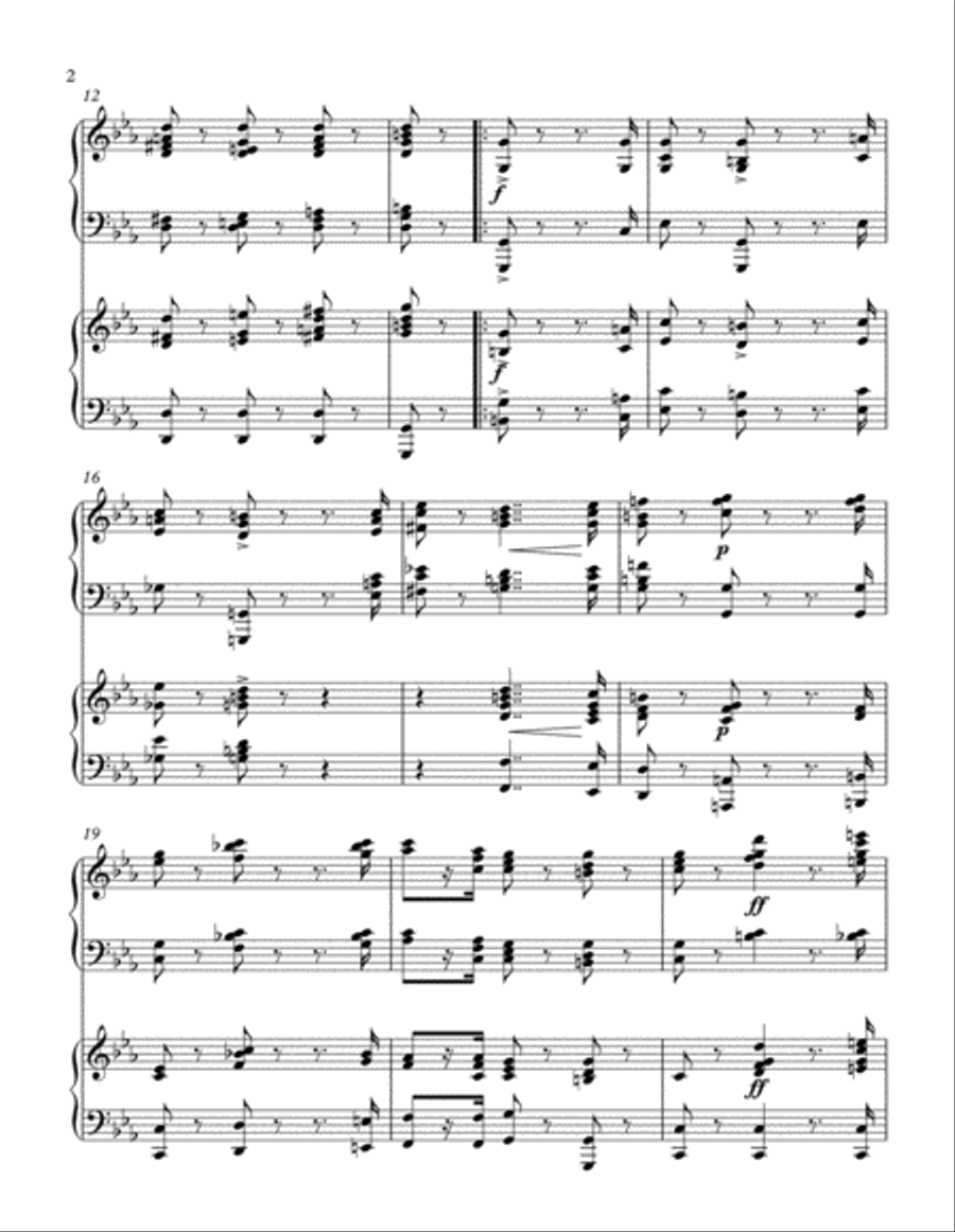 Sketch #1 (from Sketches for Pedal Piano) 2 Pianos, 4-Hands scores gallery preview page 2