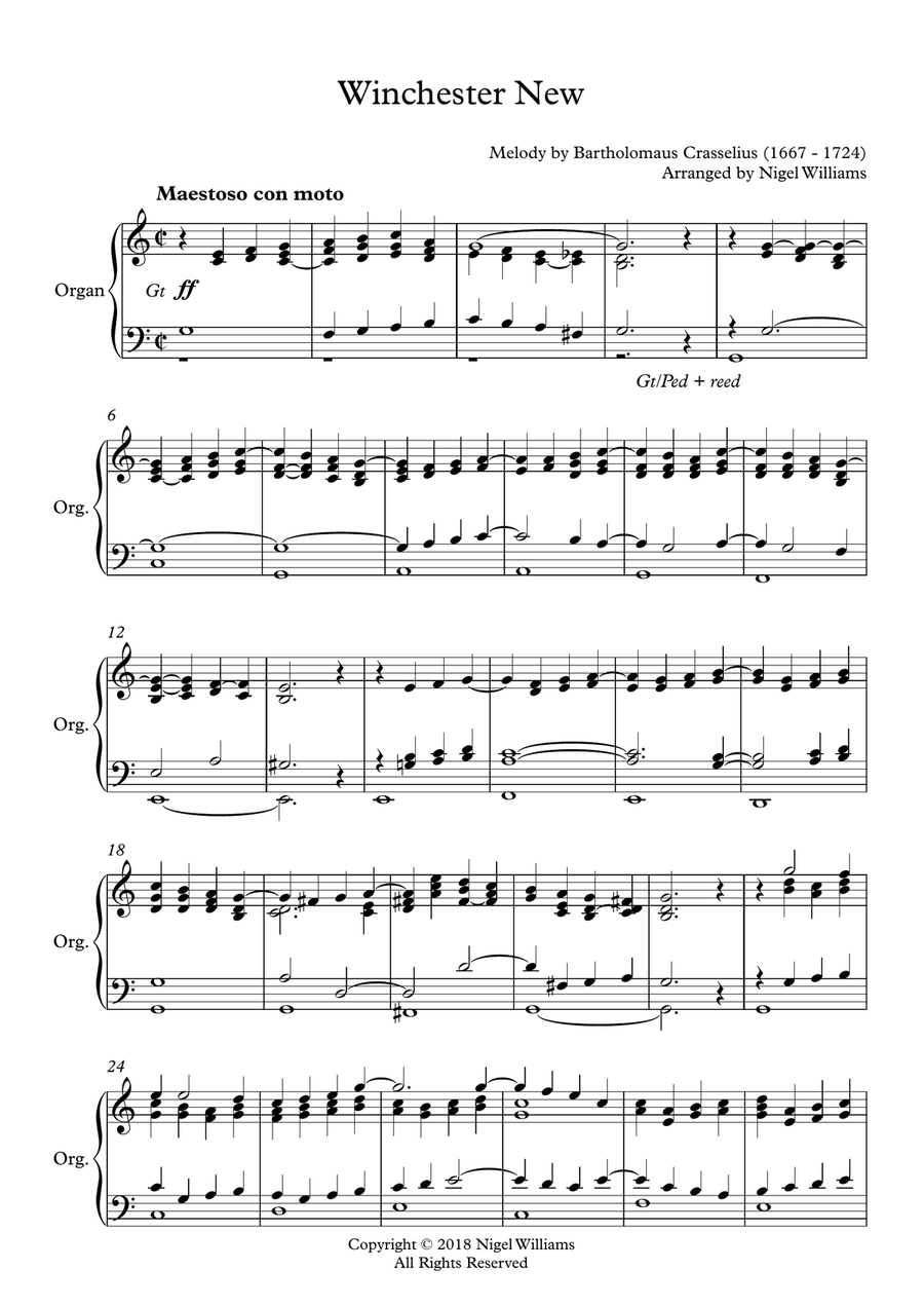 Winchester New, for Organ Organ Solo scores gallery preview page 1