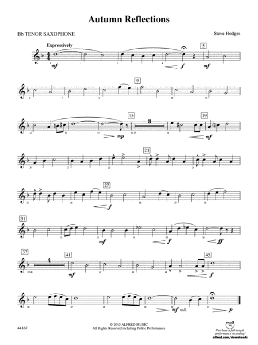 Autumn Reflections: B-flat Tenor Saxophone Concert Band scores gallery preview page 1