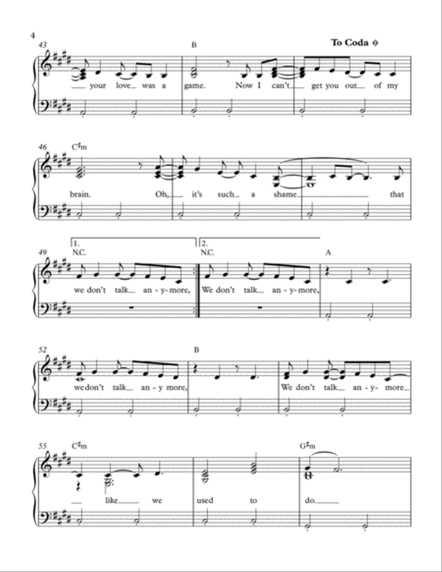 We Don't Talk Anymore Voice scores gallery preview page 4