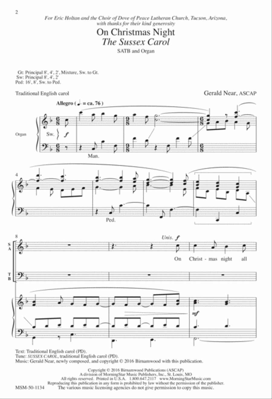 On Christmas Night (The Sussex Carol) 4-Part scores gallery preview page 2