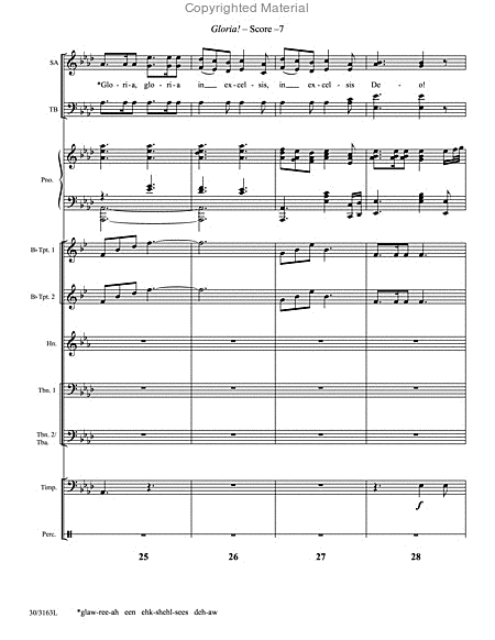 Gloria! - Brass and Percussion Score and Parts image number null