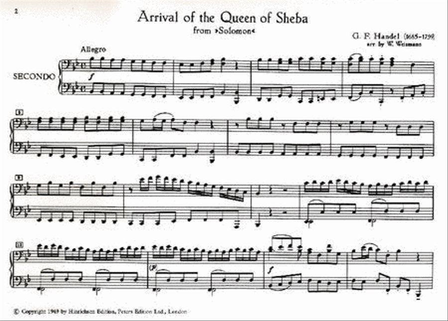 Arrival of the Queen of Sheba (from Solomon) Piano Duet scores gallery preview page 3
