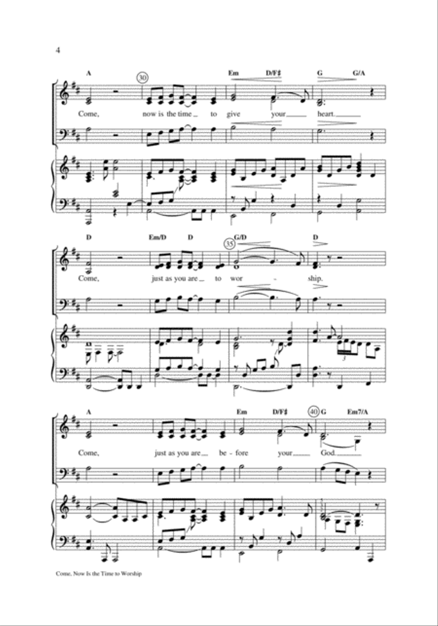 Come, Now Is the Time to Worship 4-Part scores gallery preview page 4