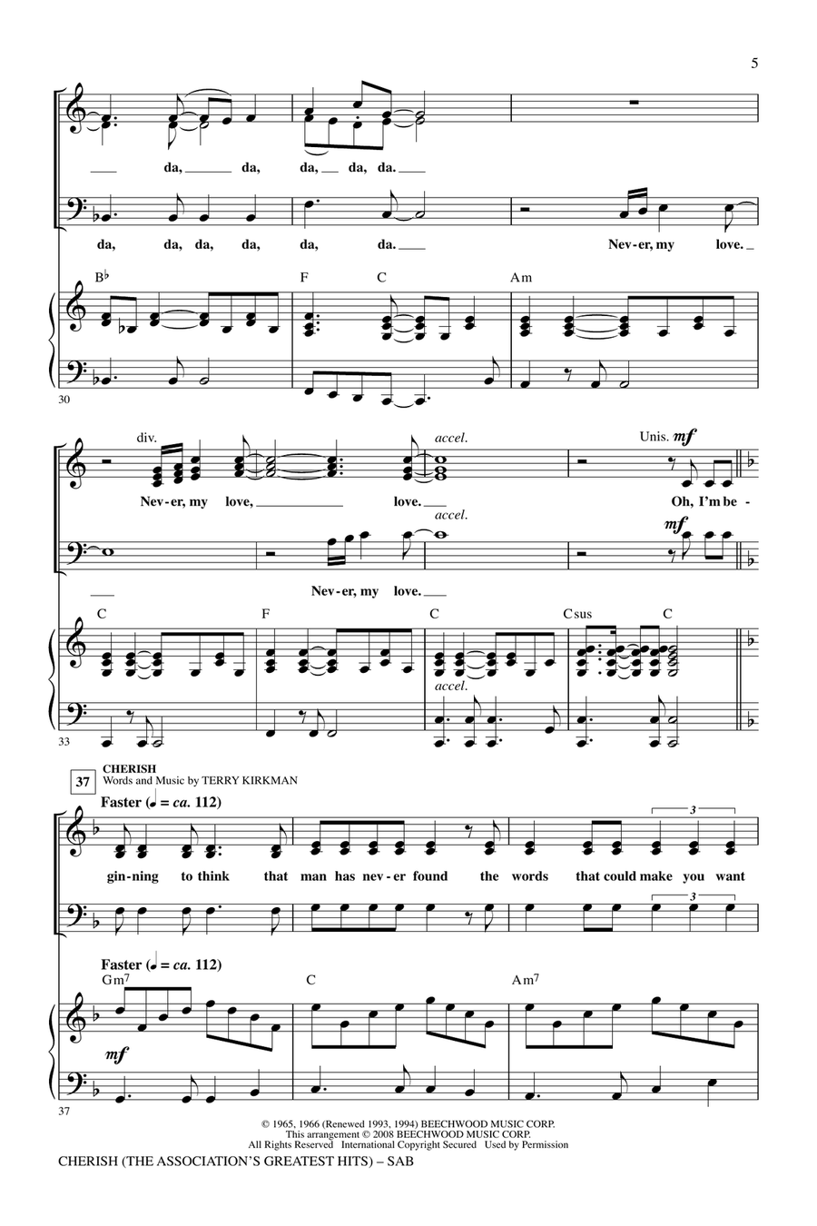 Cherish (The Association's Greatest Hits) 3-Part scores gallery preview page 4